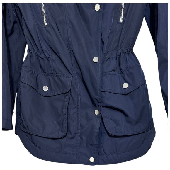 NEXT Women’s Navy Blue Cinched Waist Hidden Hood Utility Jacket Size Small 4 - Picture 5 of 12
